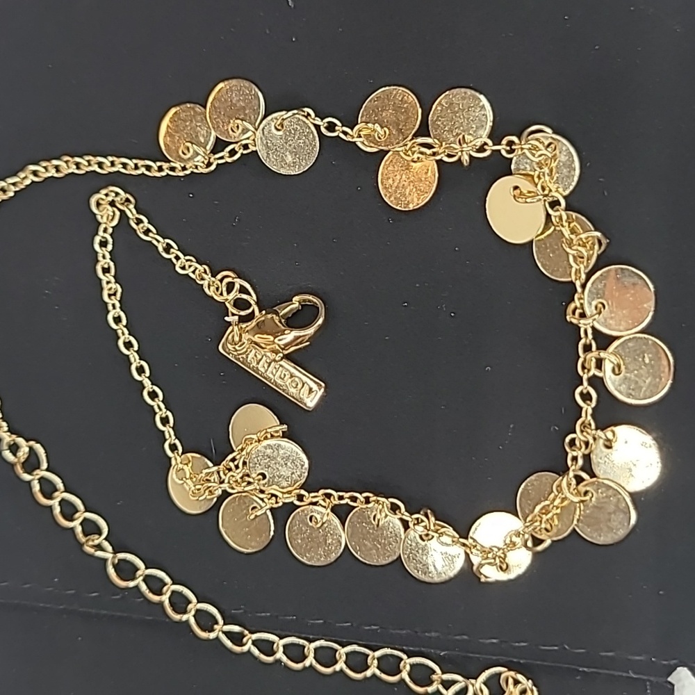 - Freedom Yellow Gold Disc Necklace. 14"